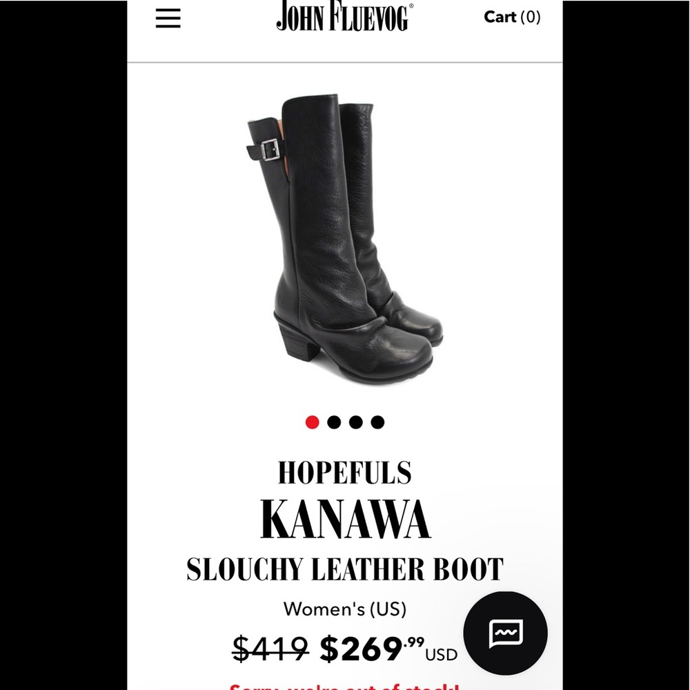 John Fluevog Kanawa Slouchy Leather Boot, size 5